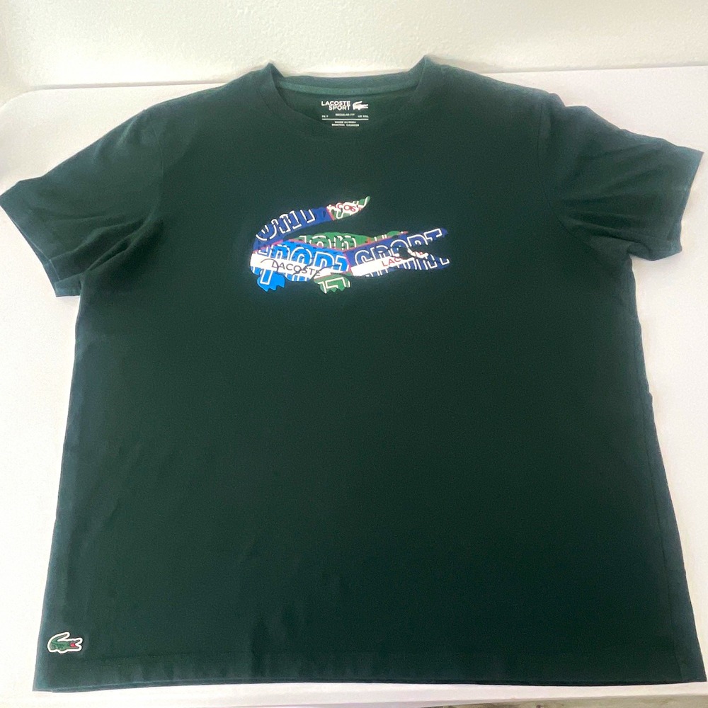 Lacoste Sport Men's Green Short Sleeve Crew Neck Graphic Logo T-Shirt 2XL